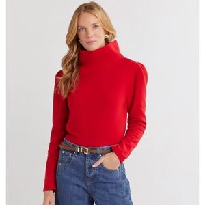 Dudley Stephens Palmer Puff Sleeve Red Turtleneck